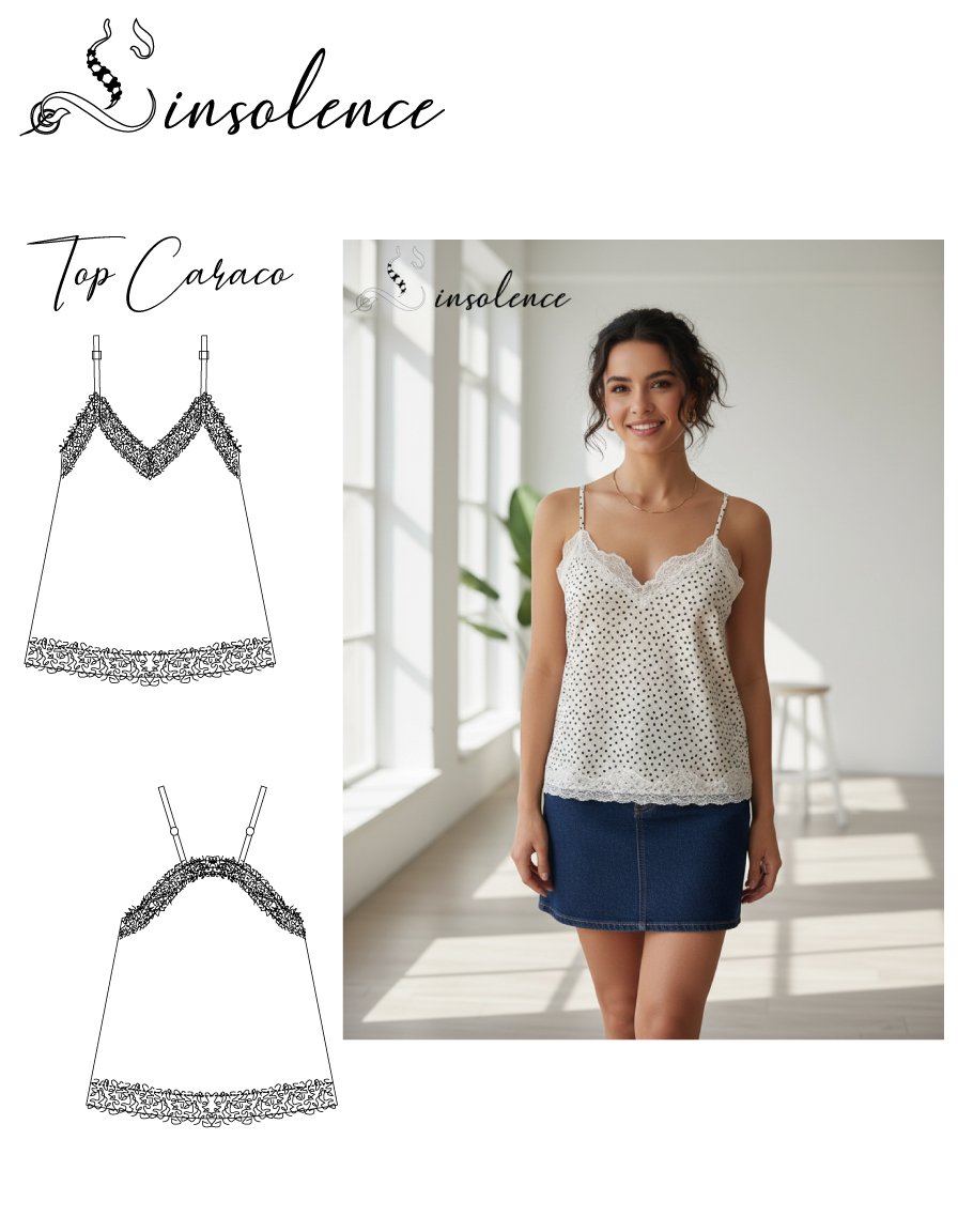 Sewing pattern Top Caraco in satin