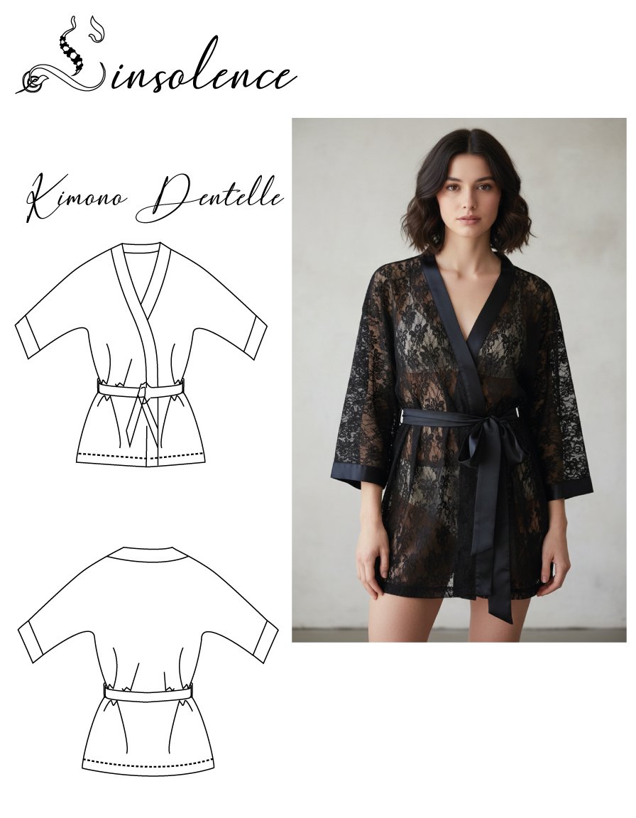 Patron de couture Kimono dentelle lingerie femme