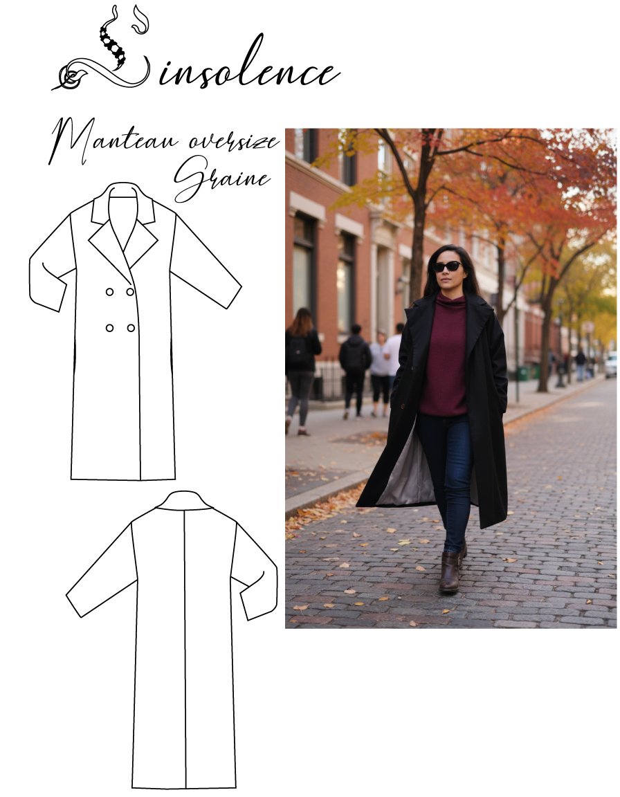 Patron de couture Manteau oversize col tailleur Graine