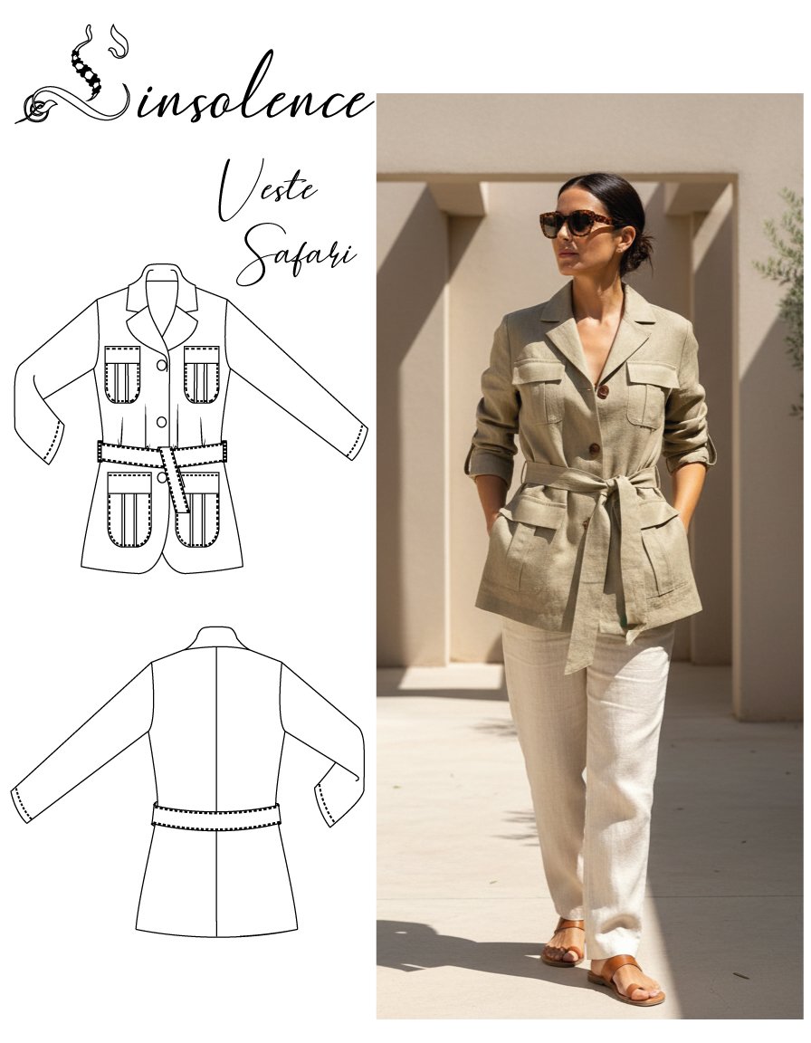 Patron de couture Veste Safari + Tutoriel