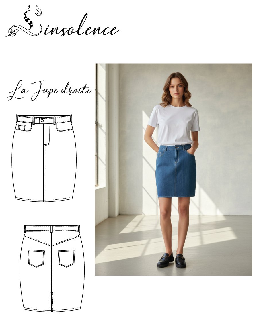 Patron de couture Jupe droite jeans