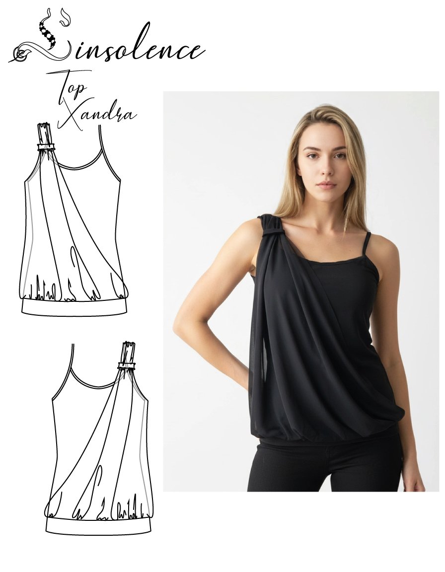 Top sewing pattern with drape Xandra - 2